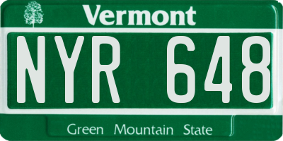 VT license plate NYR648