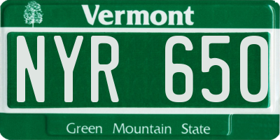 VT license plate NYR650