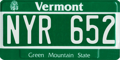 VT license plate NYR652