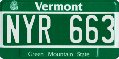 VT license plate NYR663