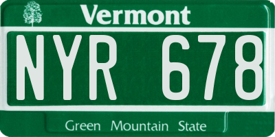 VT license plate NYR678