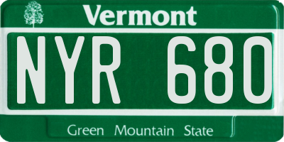 VT license plate NYR680