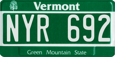 VT license plate NYR692