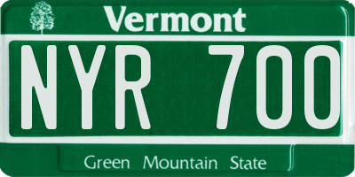 VT license plate NYR700