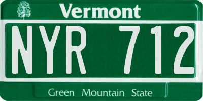 VT license plate NYR712