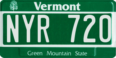 VT license plate NYR720