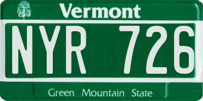 VT license plate NYR726