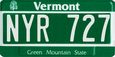 VT license plate NYR727