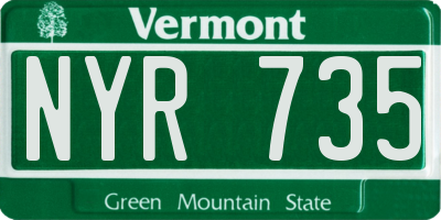 VT license plate NYR735