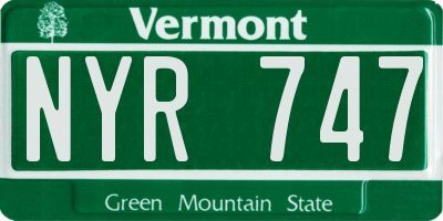 VT license plate NYR747