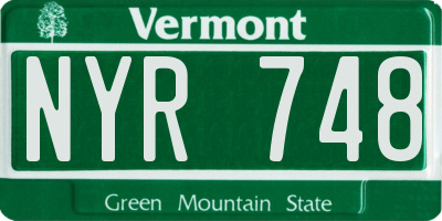 VT license plate NYR748