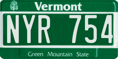 VT license plate NYR754
