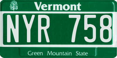 VT license plate NYR758