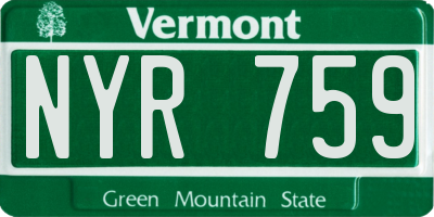 VT license plate NYR759