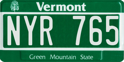 VT license plate NYR765