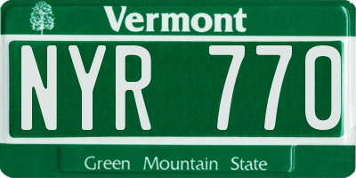 VT license plate NYR770