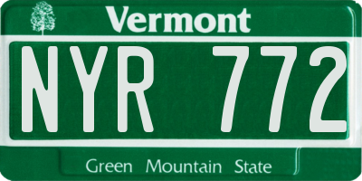 VT license plate NYR772