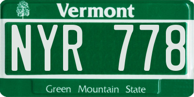 VT license plate NYR778