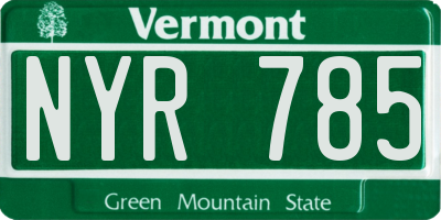 VT license plate NYR785