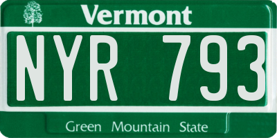 VT license plate NYR793