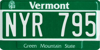 VT license plate NYR795