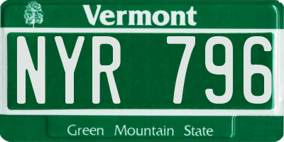 VT license plate NYR796