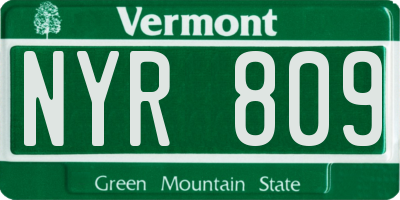 VT license plate NYR809