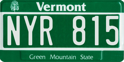 VT license plate NYR815