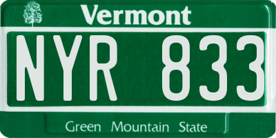 VT license plate NYR833