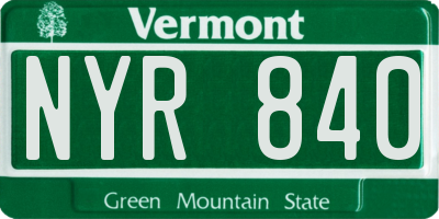 VT license plate NYR840