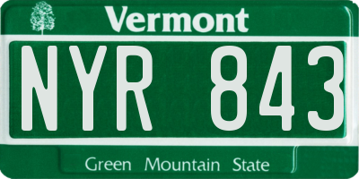 VT license plate NYR843
