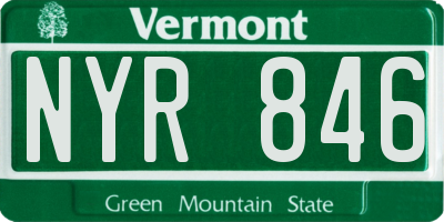 VT license plate NYR846