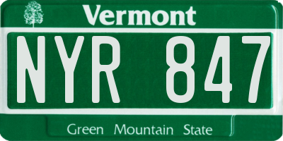 VT license plate NYR847
