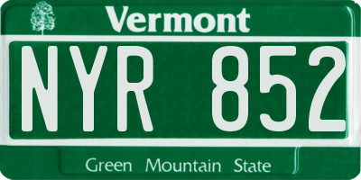 VT license plate NYR852