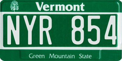 VT license plate NYR854