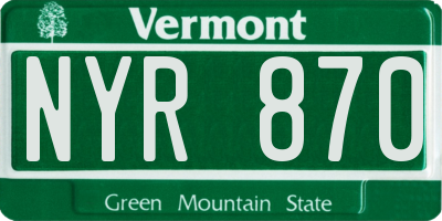VT license plate NYR870