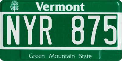 VT license plate NYR875