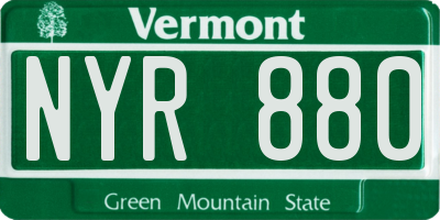 VT license plate NYR880