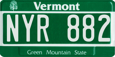 VT license plate NYR882