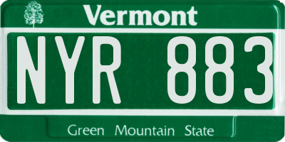 VT license plate NYR883