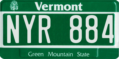 VT license plate NYR884