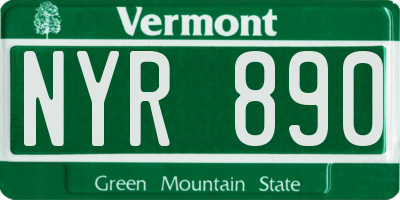 VT license plate NYR890