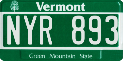 VT license plate NYR893