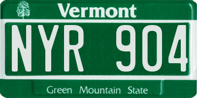 VT license plate NYR904