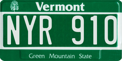 VT license plate NYR910