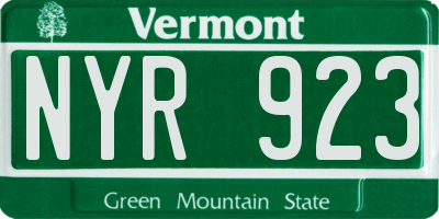 VT license plate NYR923