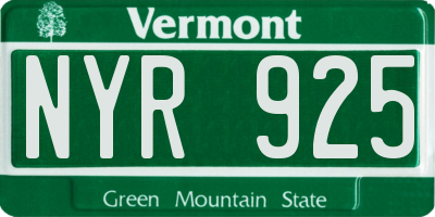 VT license plate NYR925