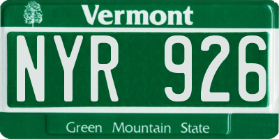VT license plate NYR926