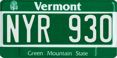 VT license plate NYR930