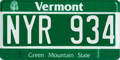 VT license plate NYR934